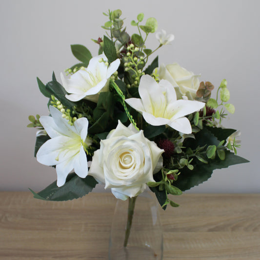 Kytice z umělých květin - Lilie, růže