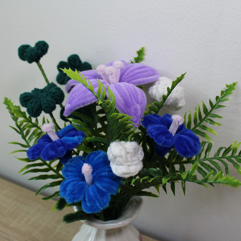 Ručně vyráběná kytice - Modrá