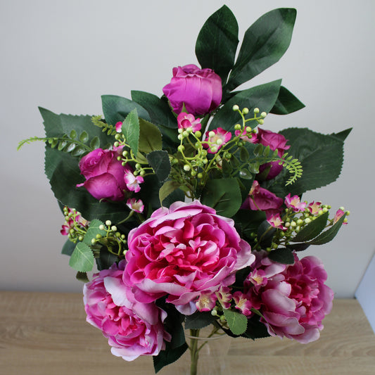 Kytice z umělých květin - Pivoňky, růže