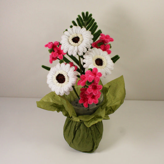 Gerberová kytice bílá