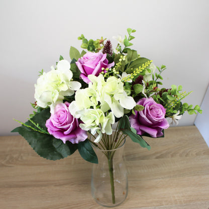 Kytice z umělých květin - Hortenzie, růže