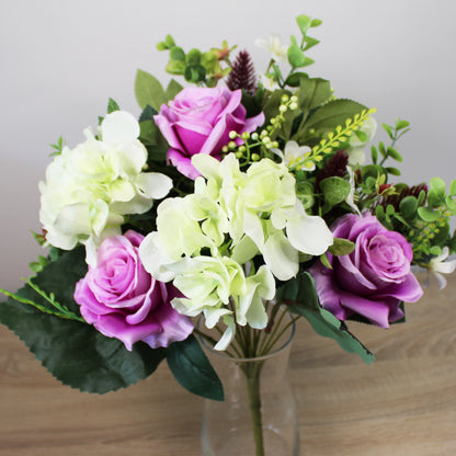 Kytice z umělých květin - Hortenzie, růže
