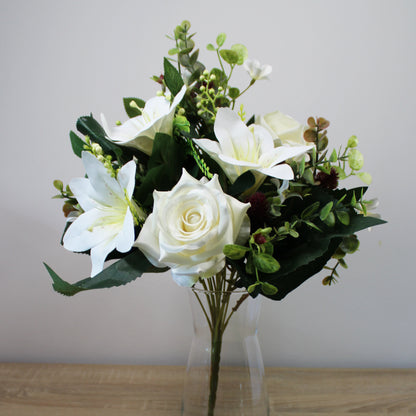 Kytice z umělých květin - Lilie, růže