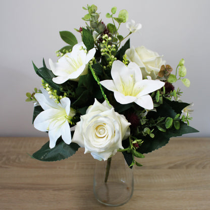 Kytice z umělých květin - Lilie, růže