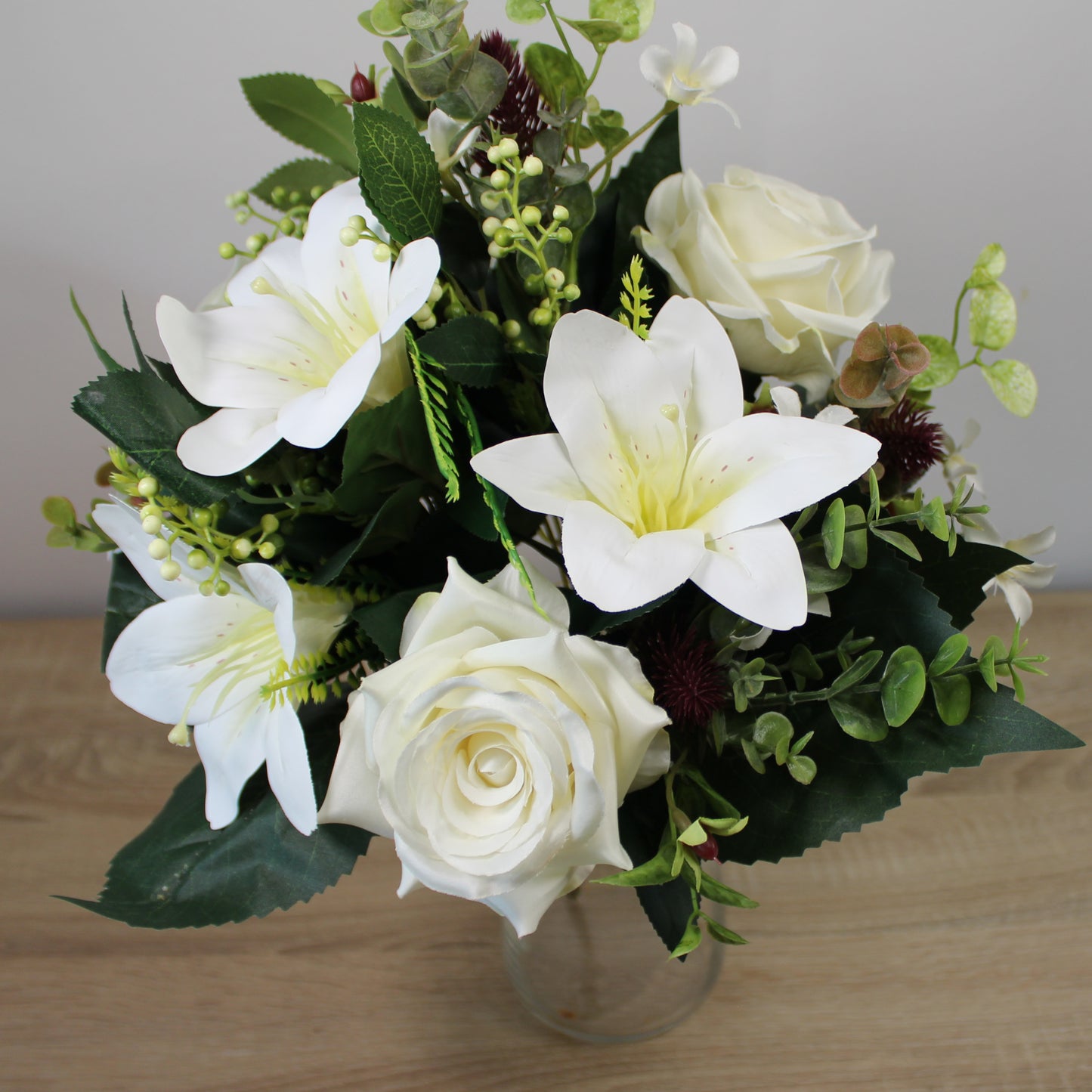 Kytice z umělých květin - Lilie, růže