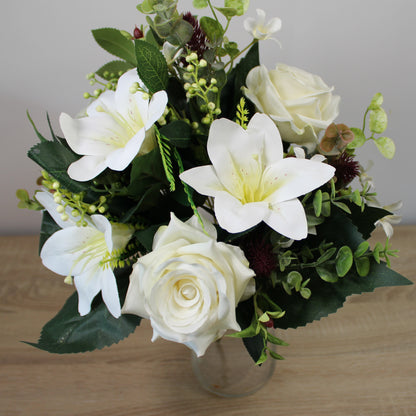 Kytice z umělých květin - Lilie, růže