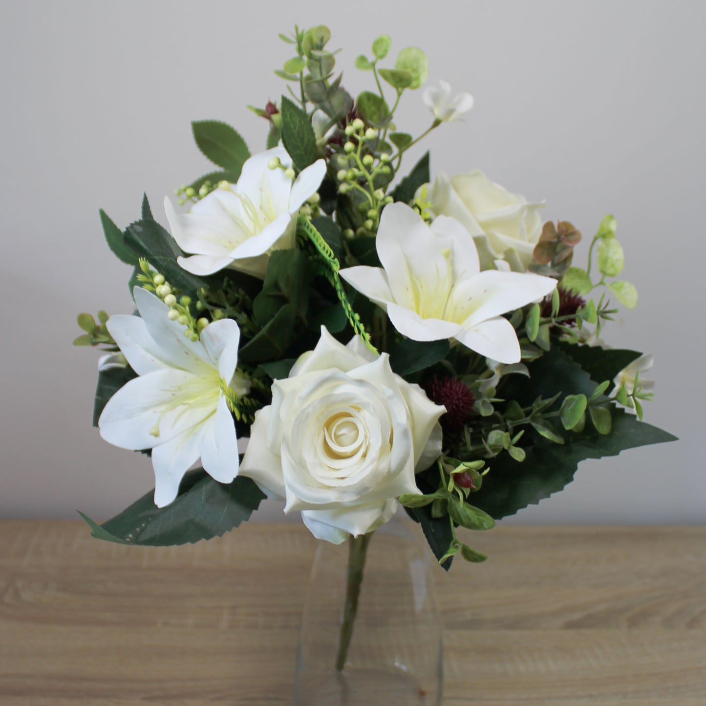 Kytice z umělých květin - Lilie, růže