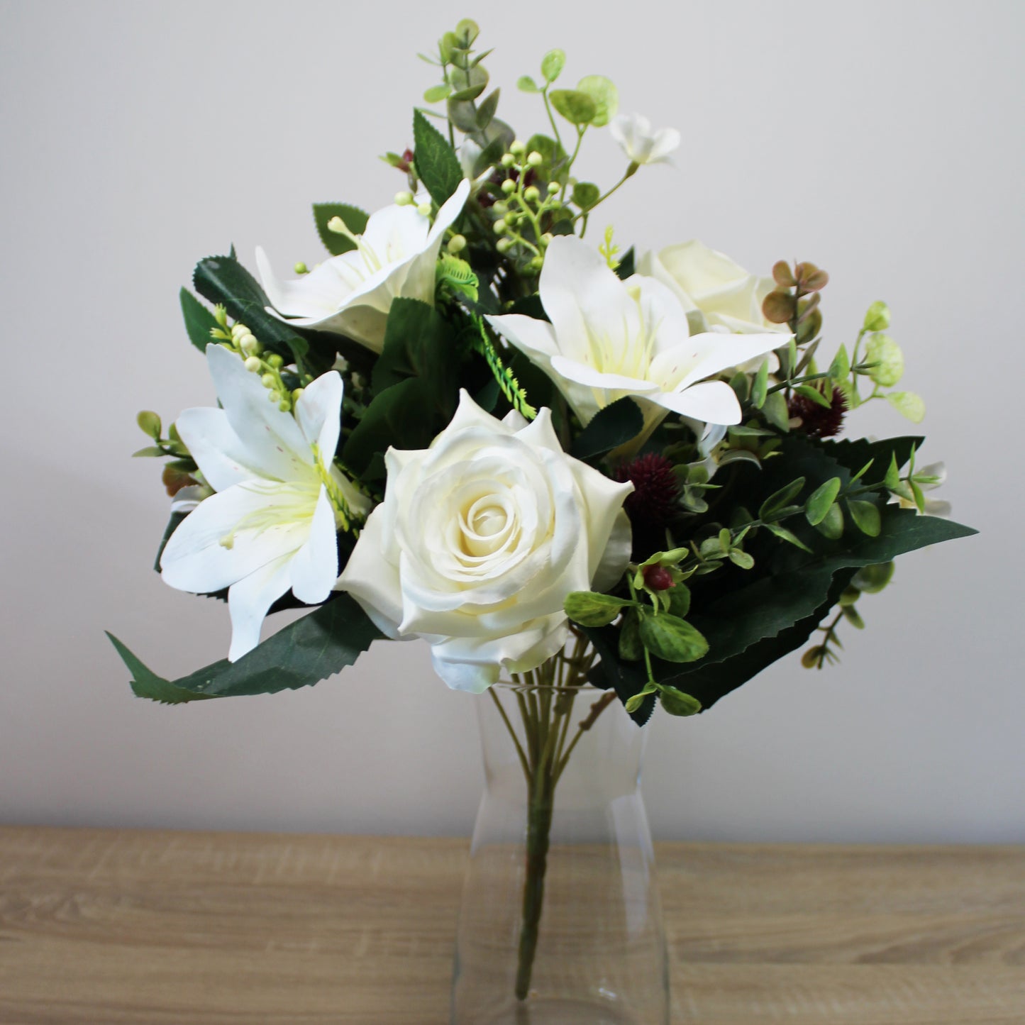 Kytice z umělých květin - Lilie, růže