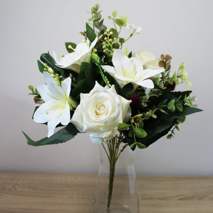 Kytice z umělých květin - Lilie, růže