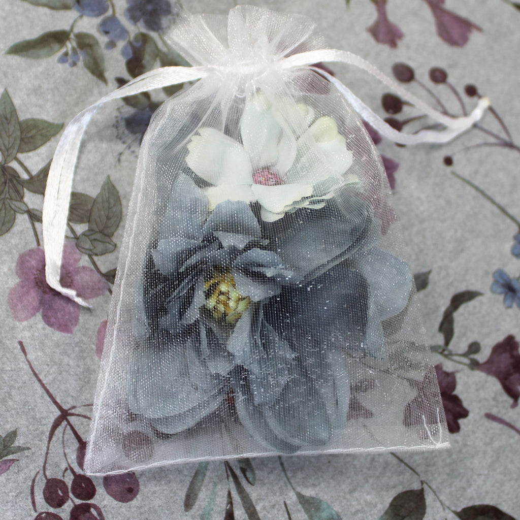 Květy do vlasů bílo-modrá