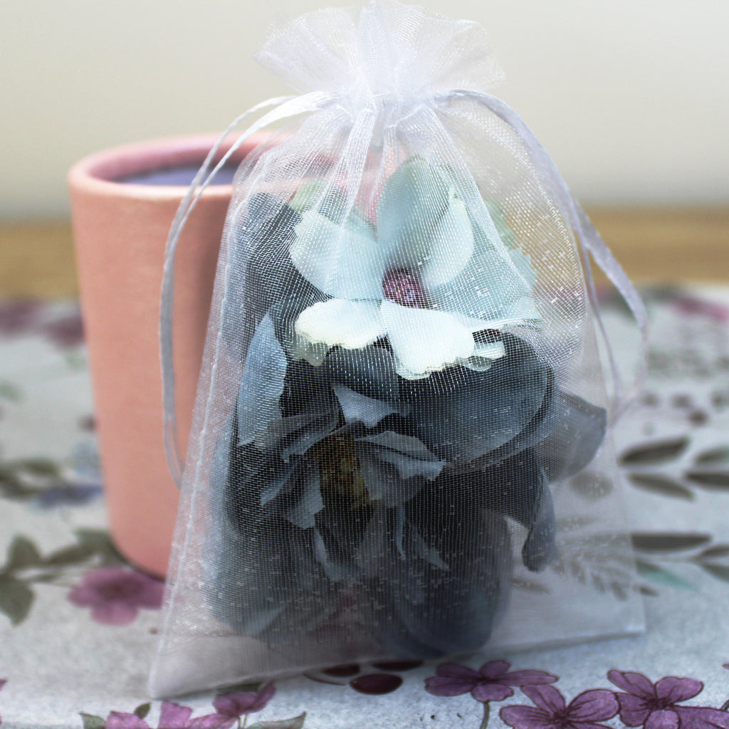 Květy do vlasů bílo-modrá