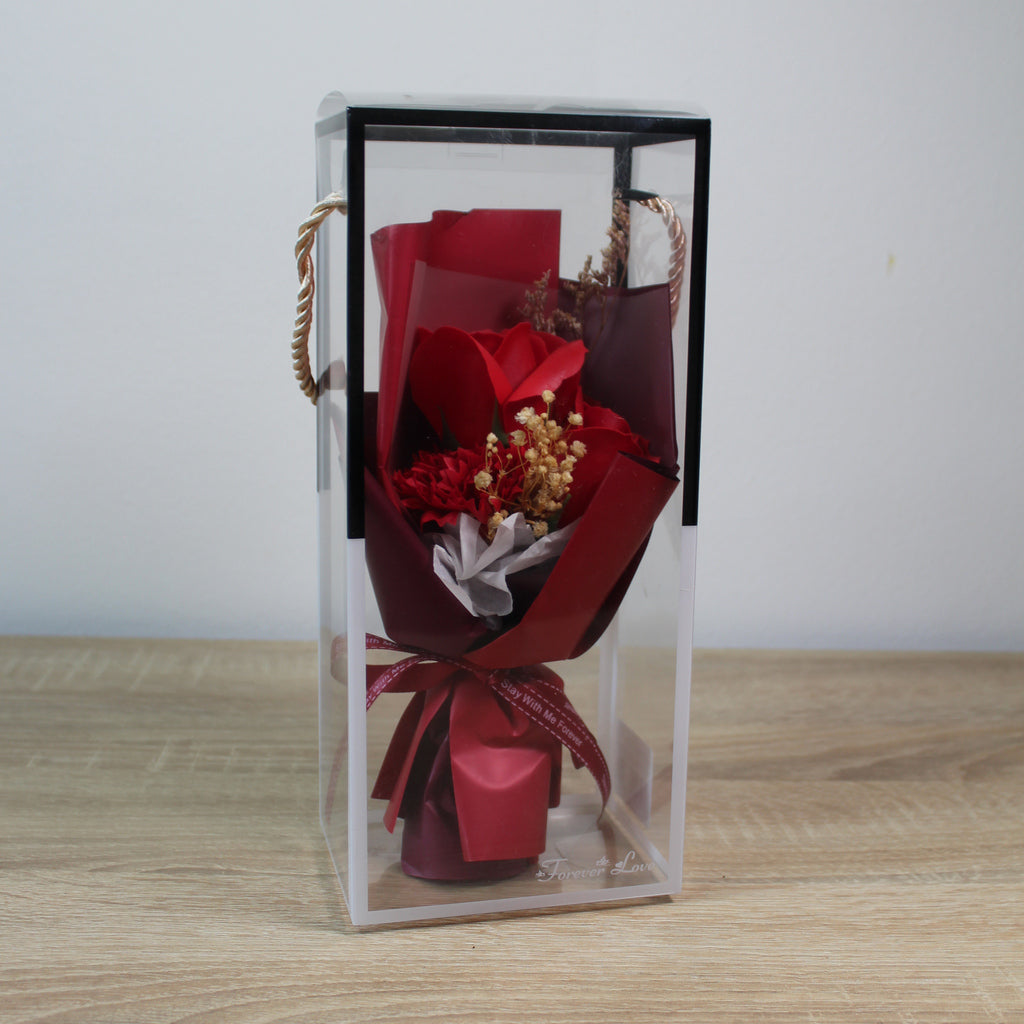 Mýdlová kytice v dárkové krabičce