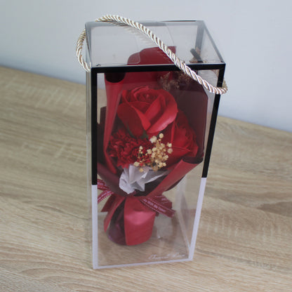 Mýdlová kytice v dárkové krabičce