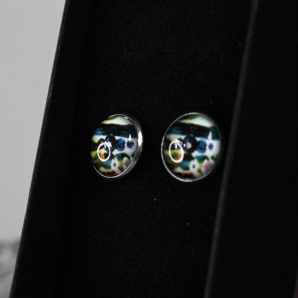 Knoflíkové naušnice s motivem květin