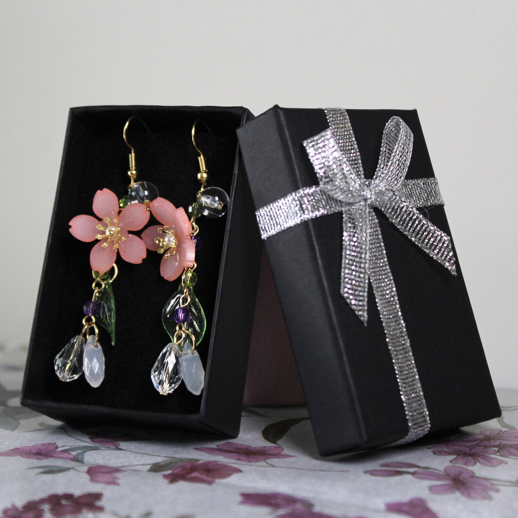 Květinové náušnice dlouhé - třešňový květ