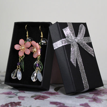 Květinové náušnice dlouhé - třešňový květ