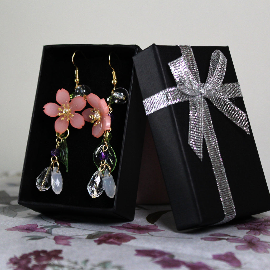 Květinové náušnice dlouhé - třešňový květ