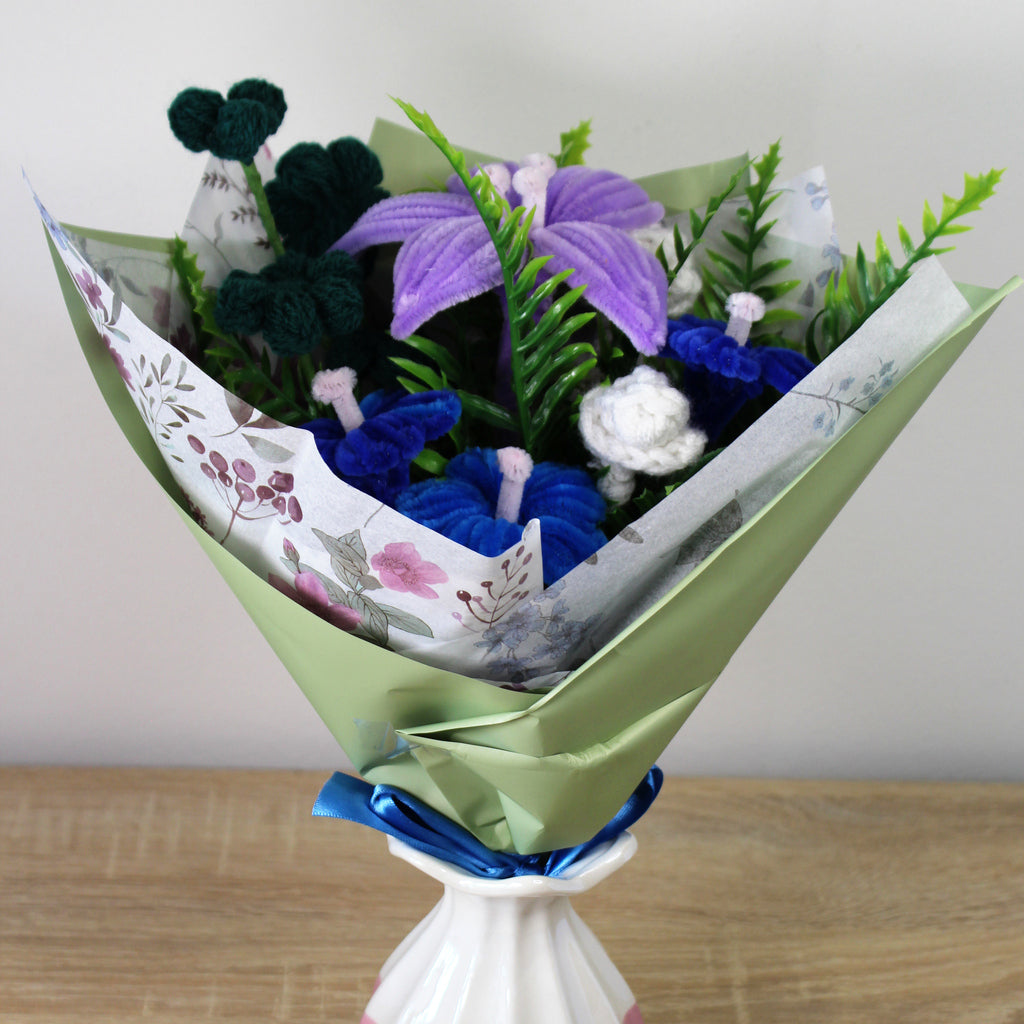 Ručně vyráběná kytice - Modrá