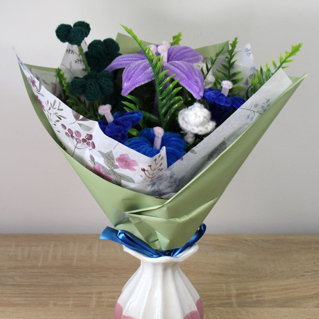 Ručně vyráběná kytice - Modrá