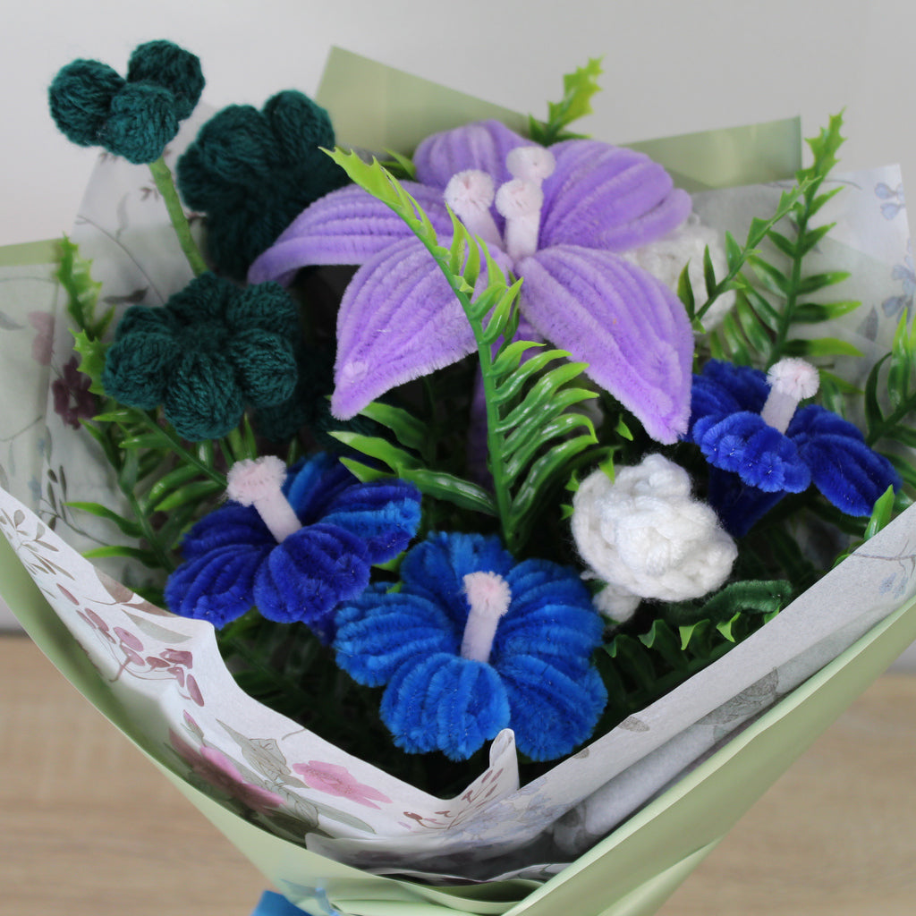 Ručně vyráběná kytice - Modrá