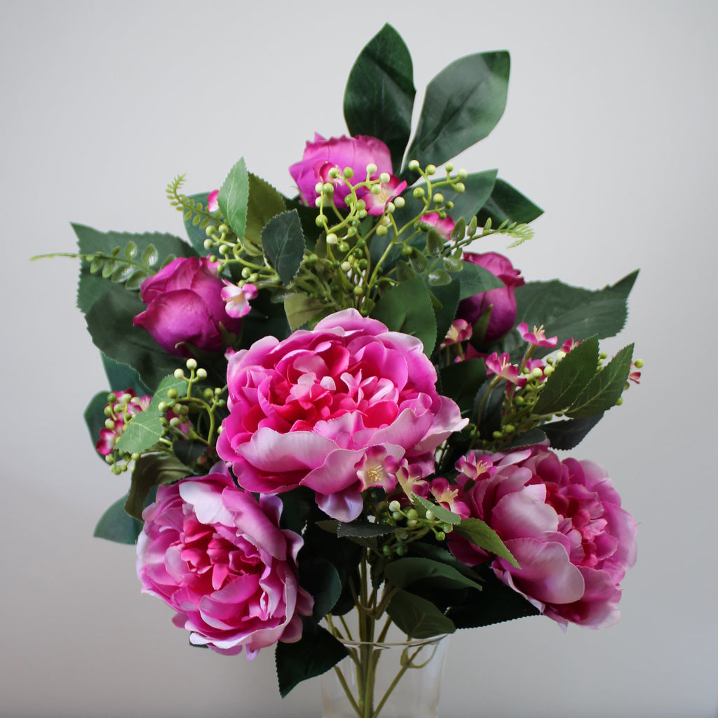 Kytice z umělých květin - Pivoňky, růže