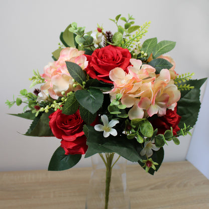 Kytice z umělých květin - Růže, hortenzie