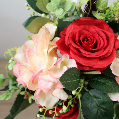 Kytice z umělých květin - Růže, hortenzie