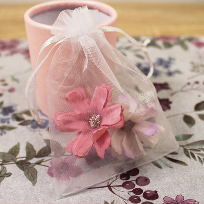 Květy do vlasů bílo-růžová