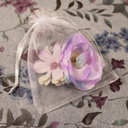 Květy do vlasů bílo-fialová