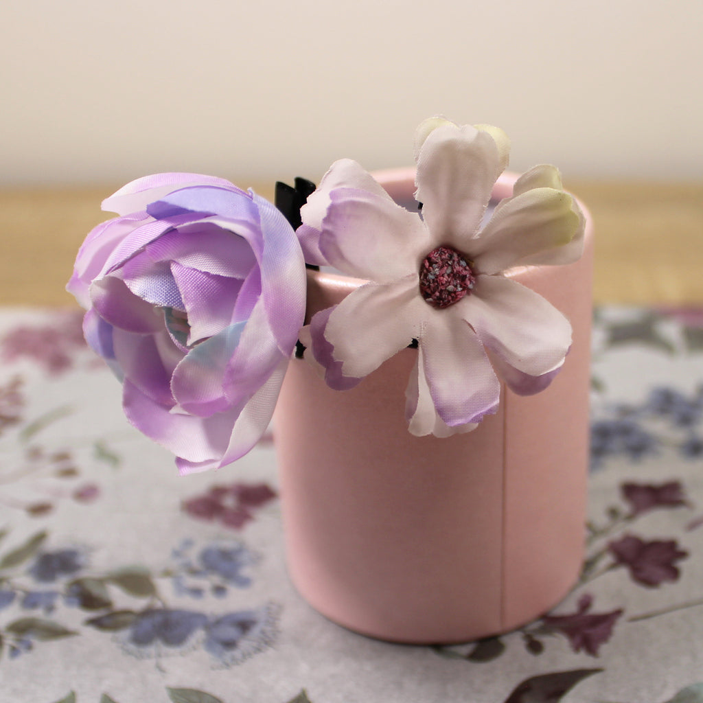 Květy do vlasů bílo-fialová