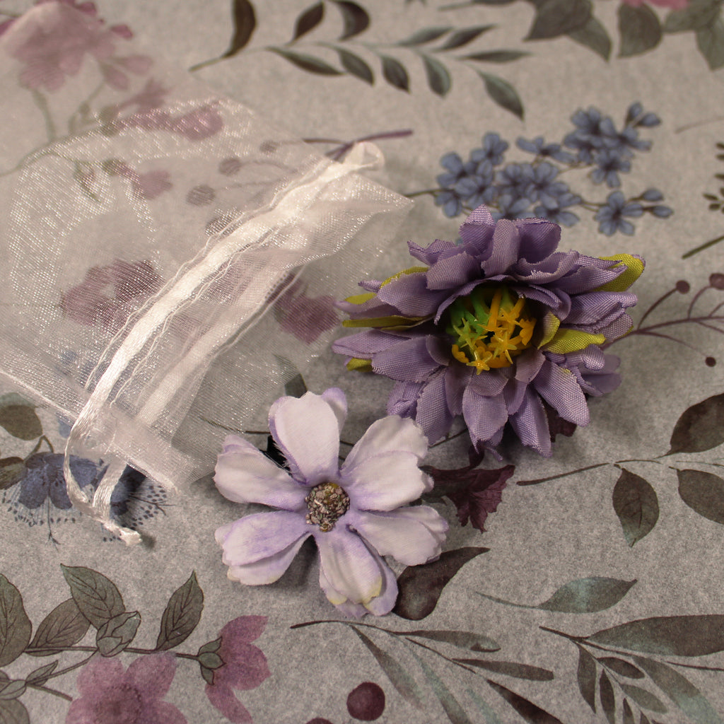 Květy do vlasů bílo-fialová