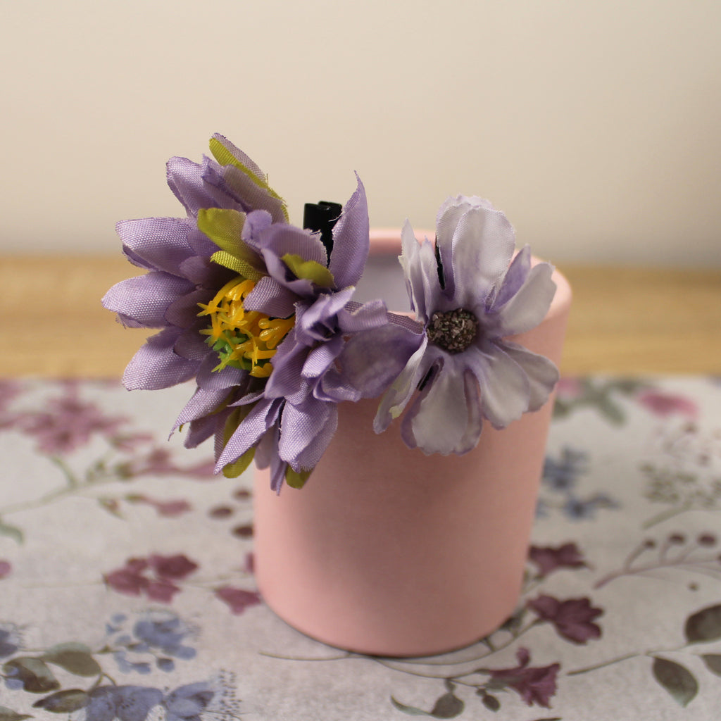 Květy do vlasů bílo-fialová