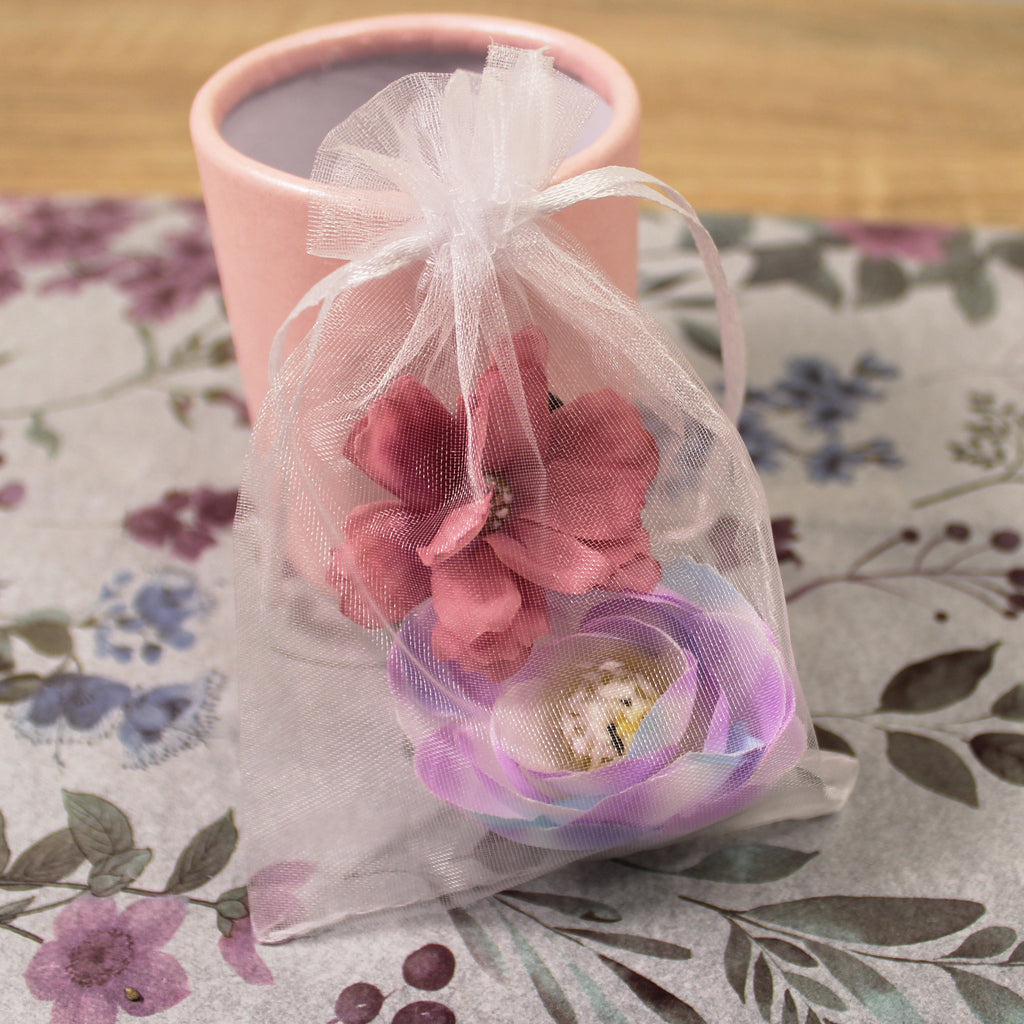 Květy do vlasů bílo-fialová