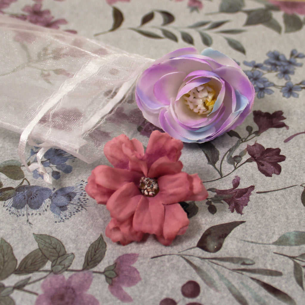 Květy do vlasů bílo-fialová