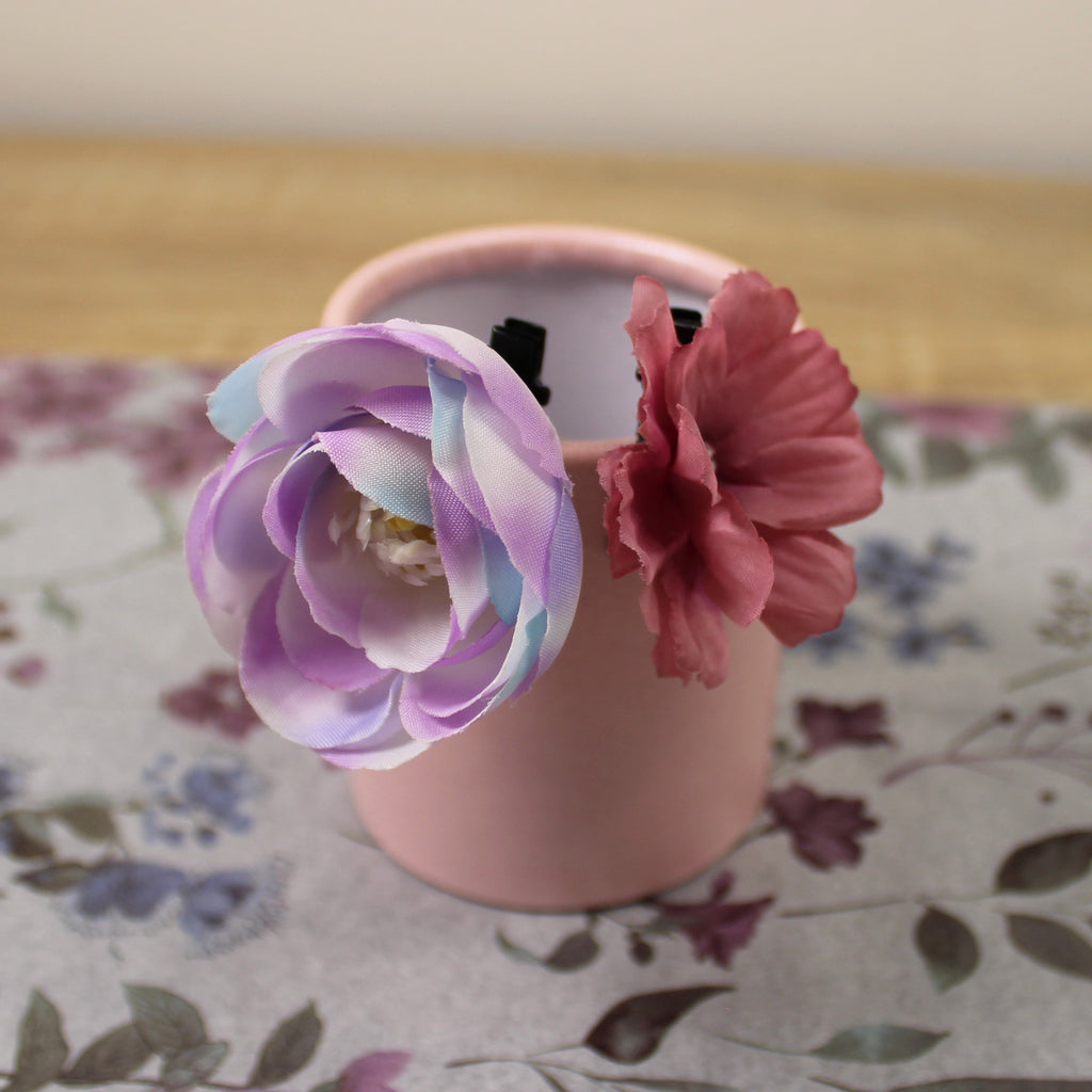 Květy do vlasů bílo-fialová