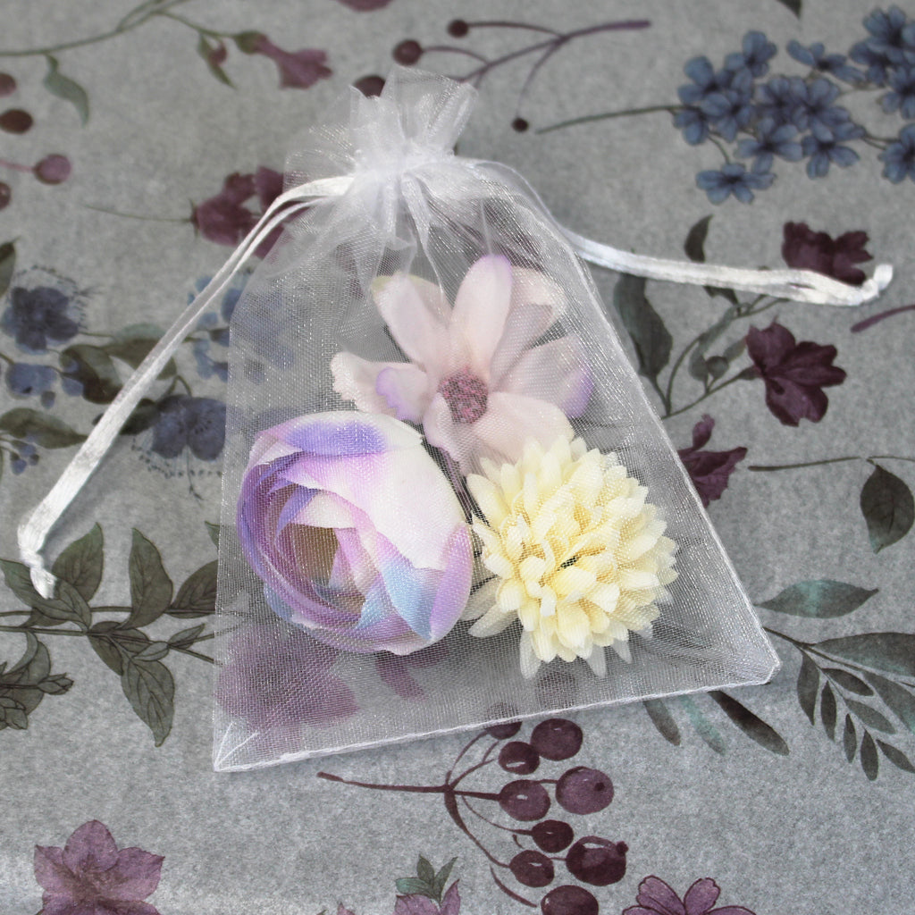 Květy do vlasů bílo-fialová