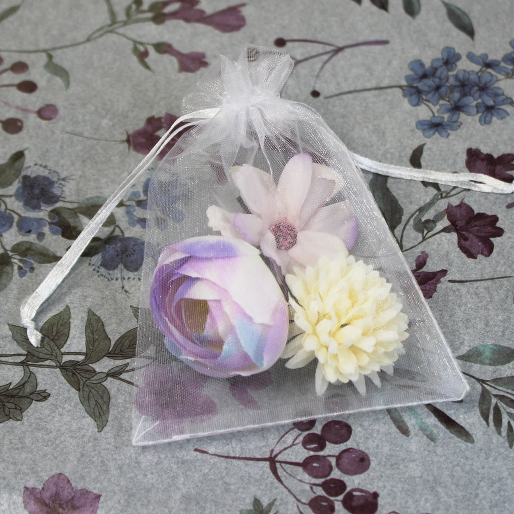 Květy do vlasů bílo-fialová