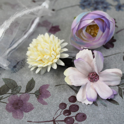 Květy do vlasů bílo-fialová