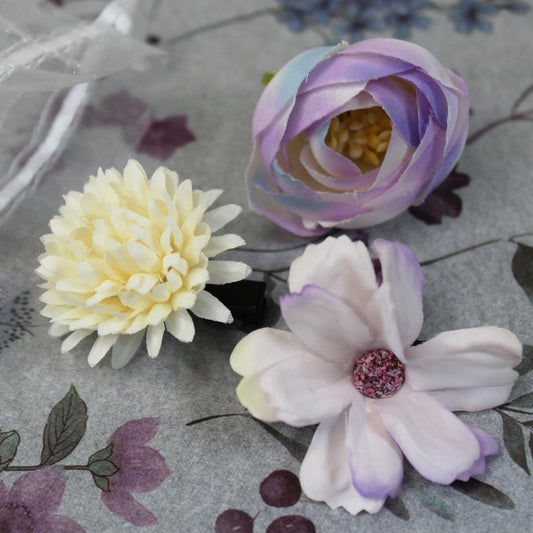 Květy do vlasů bílo-fialová