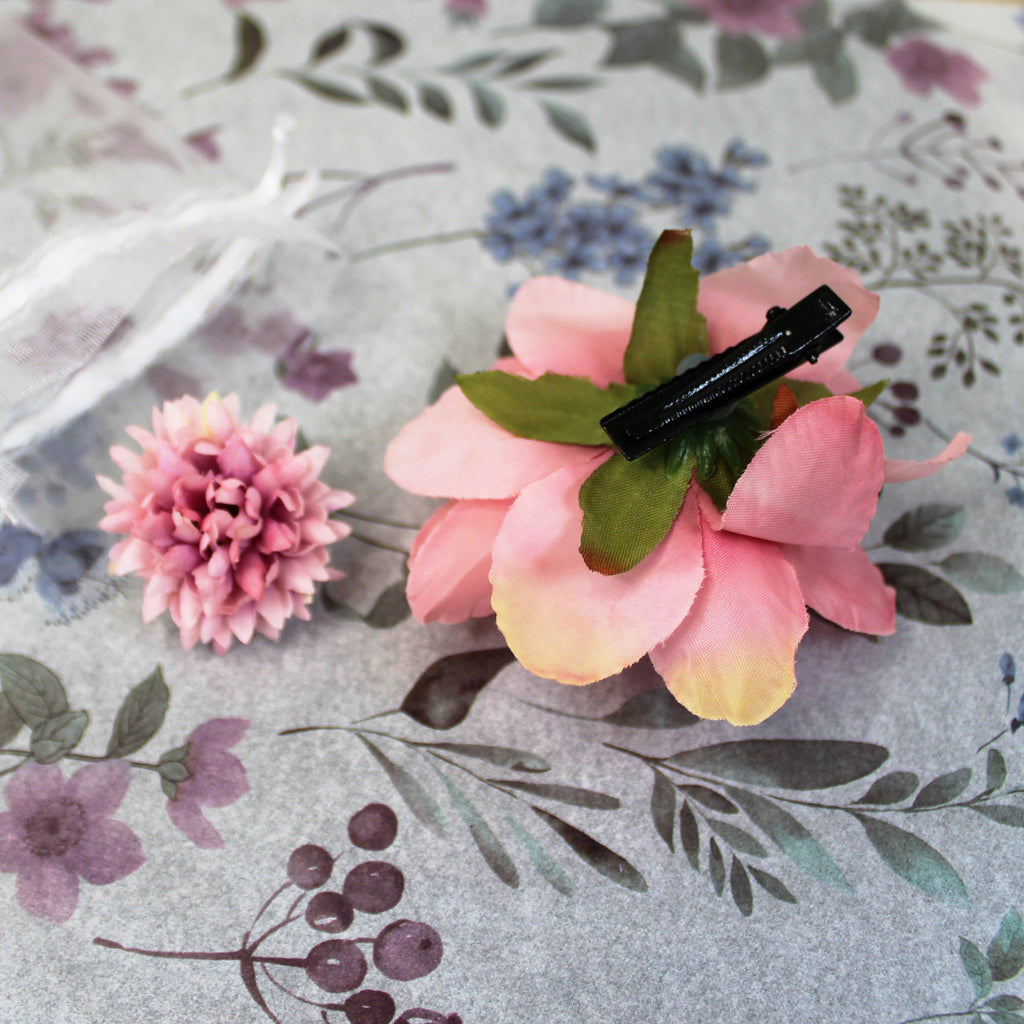 Květy do vlasů bílo-růžová