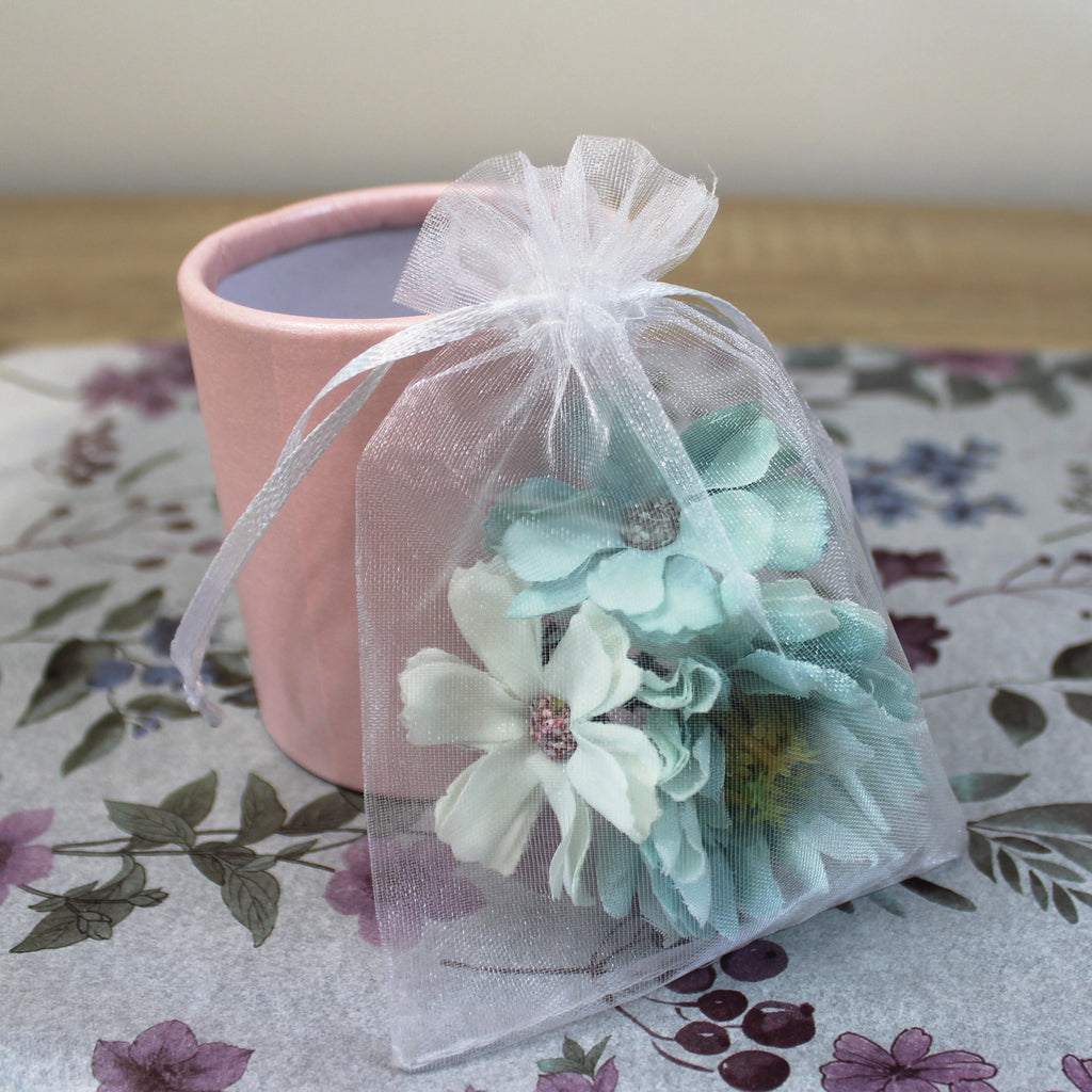 Květy do vlasů bílo-modrá