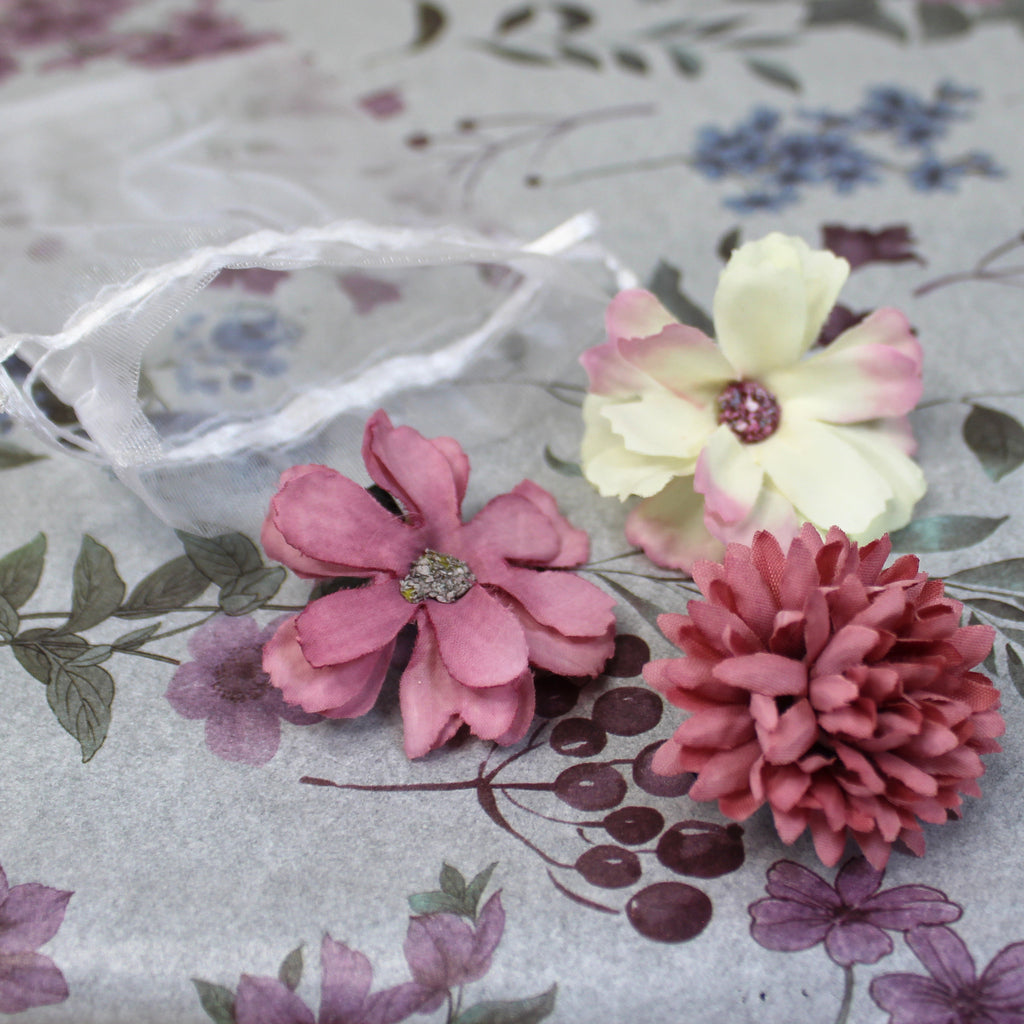 Květy do vlasů bílo-růžová