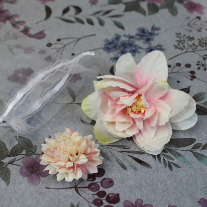 Květy do vlasů bílo-růžová