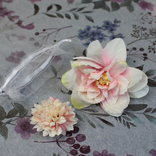 Květy do vlasů bílo-růžová