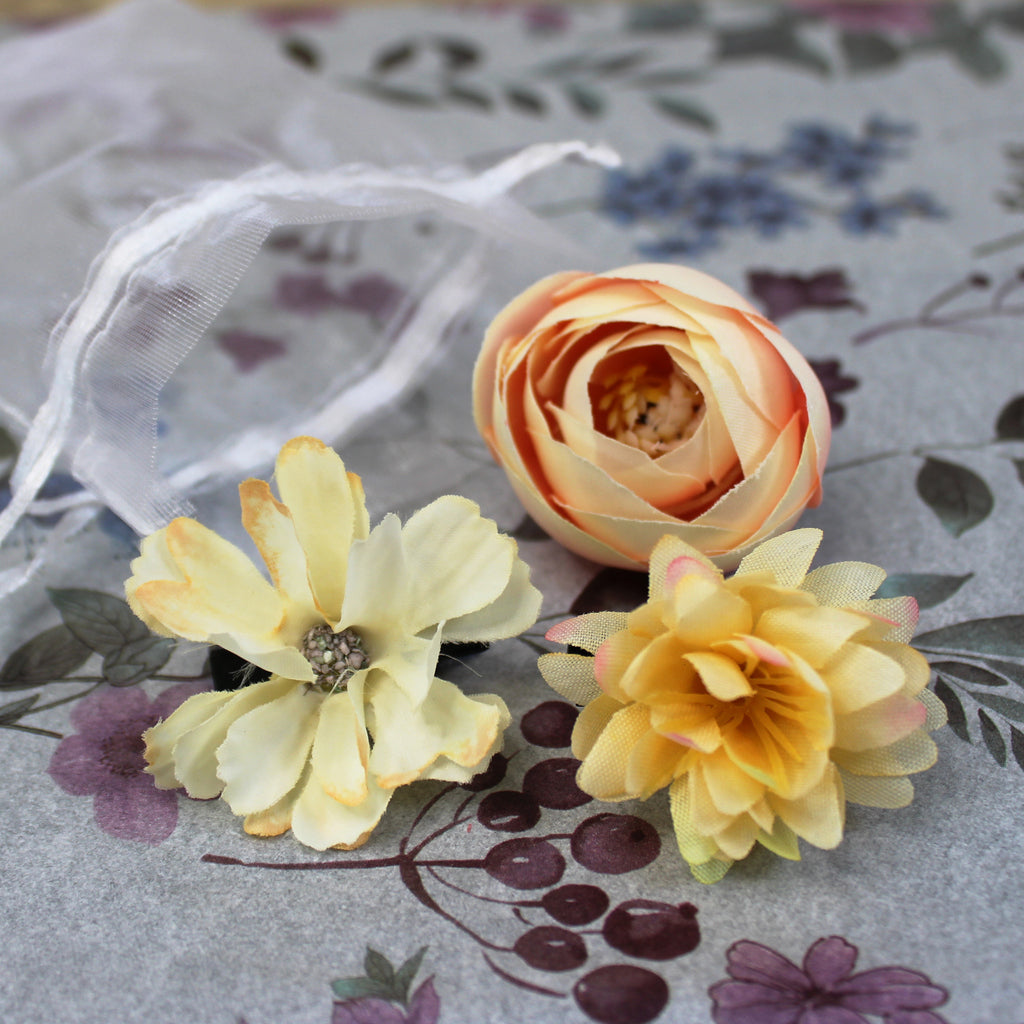 Květy do vlasů žluto-růžová