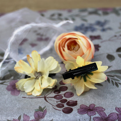 Květy do vlasů žluto-růžová